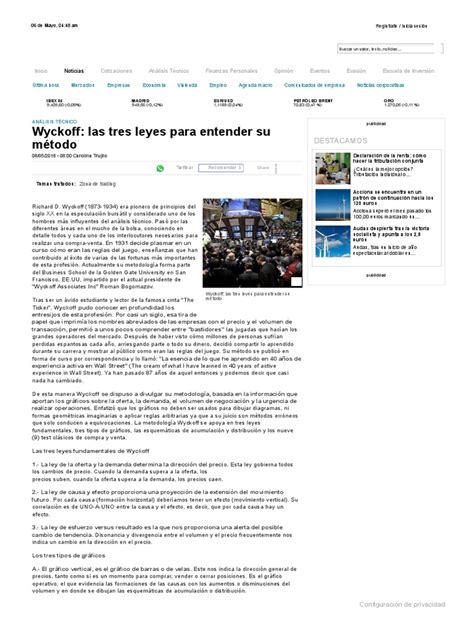 Wyckoff: las tres leyes para entender su método .